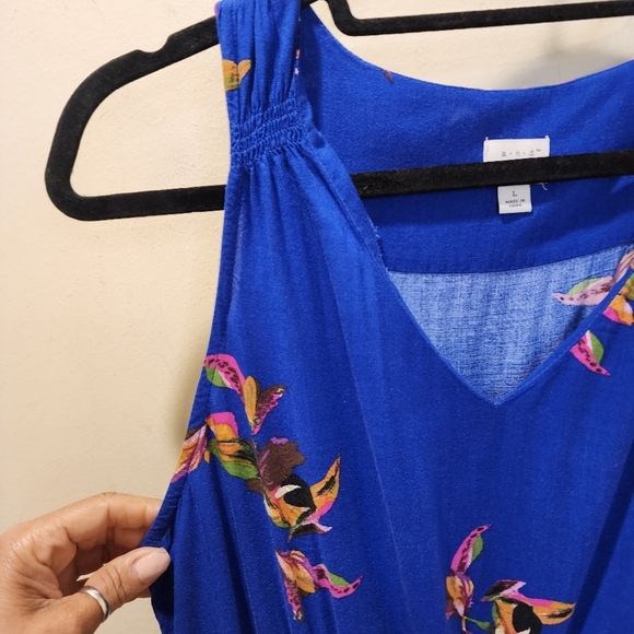 A New Day Floral Blue Sleeveless Casual Maxi Dress Size L - Picture 8 of 16